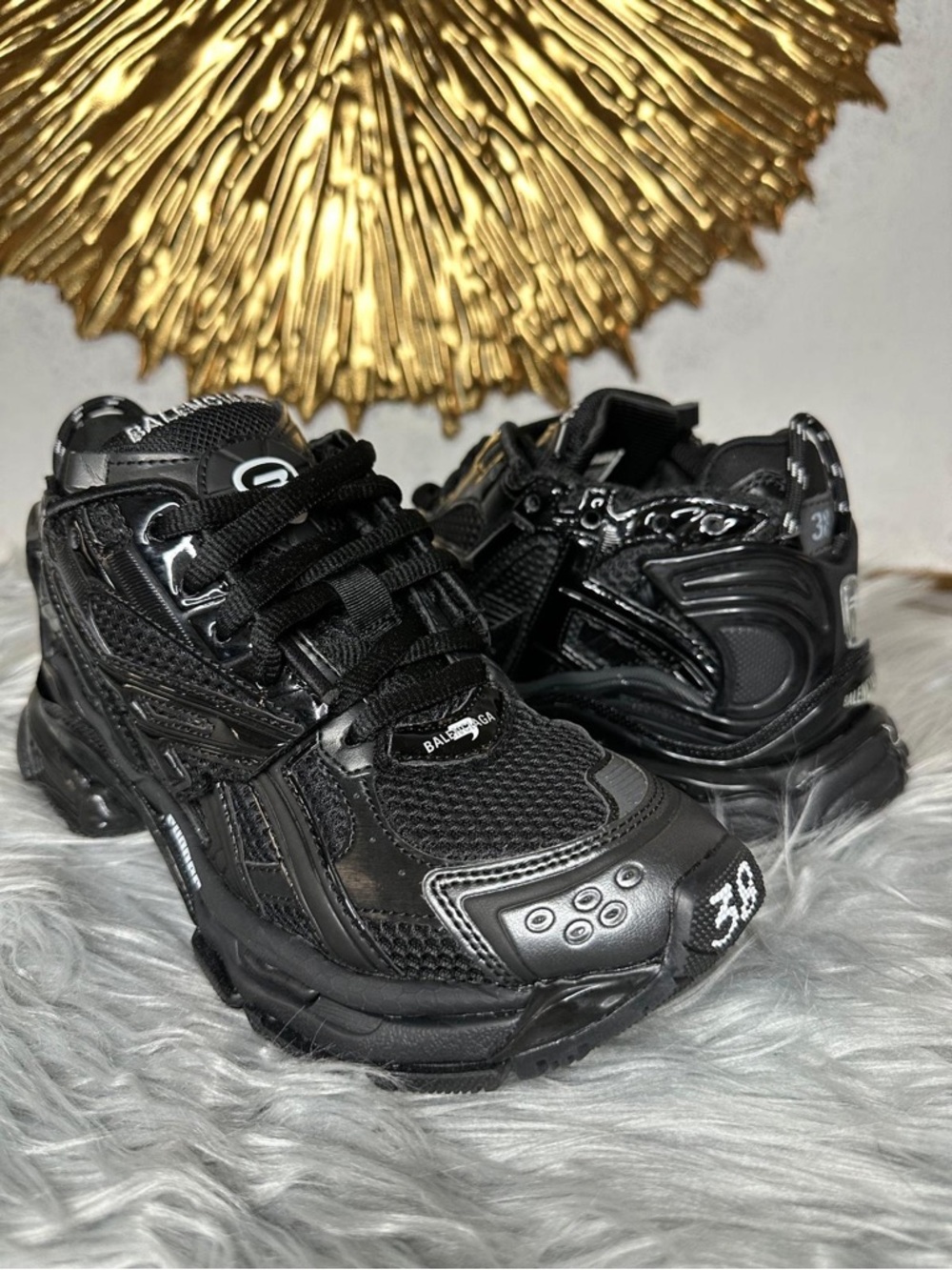 Balenciaga Kids All-Black Chunky Trainer Sneakers